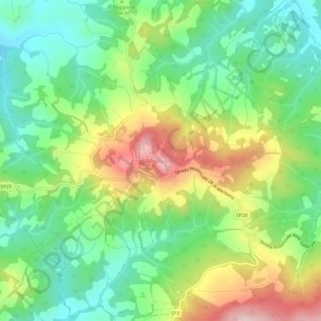 Mappa topografica Mensano, altitudine, rilievo