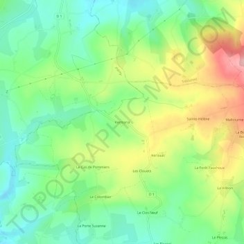Mappa topografica Kermaria, altitudine, rilievo