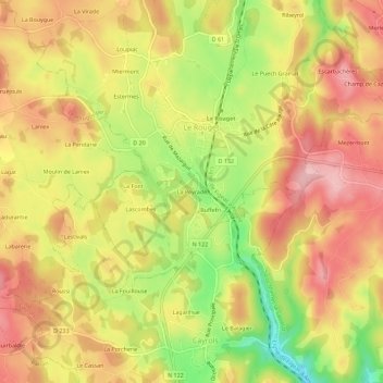 Mappa topografica La Peyrade, altitudine, rilievo