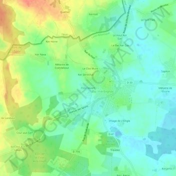 Mappa topografica Clos Devant, altitudine, rilievo