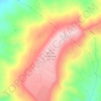Mappa topografica Monte Narbone, altitudine, rilievo