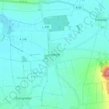Mappa topografica Leveste, altitudine, rilievo