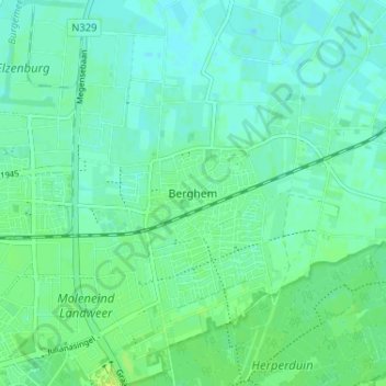 Mappa topografica Berghem, altitudine, rilievo