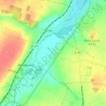 Mappa topografica Morières, altitudine, rilievo