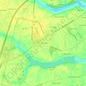 Mappa topografica Benson Acres, altitudine, rilievo