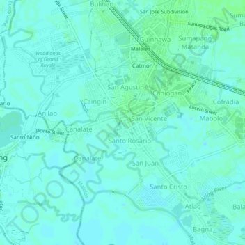 Mappa topografica Santo Niño, altitudine, rilievo