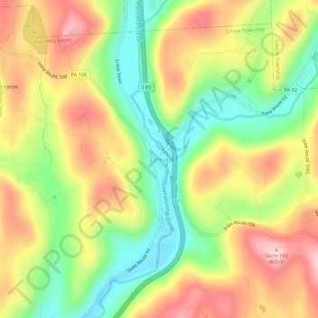 Mappa topografica Lenox, altitudine, rilievo