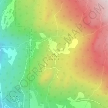 Mappa topografica Okanagan Highland, altitudine, rilievo