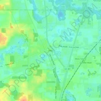 Mappa topografica Trilby, altitudine, rilievo