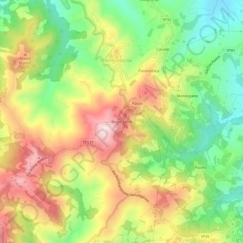 Mappa topografica Beato Sante, altitudine, rilievo