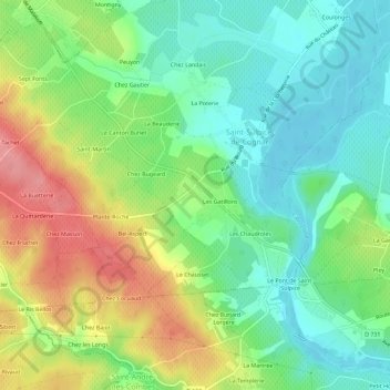 Mappa topografica Chez Millet, altitudine, rilievo