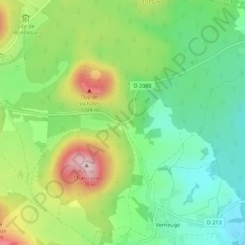 Mappa topografica Col de la Ventouse, altitudine, rilievo