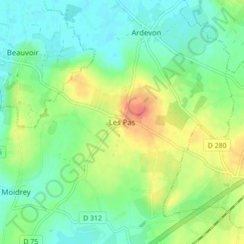 Mappa topografica Les Pas, altitudine, rilievo