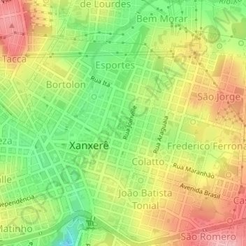 Mappa topografica Eco Parque Romeu Scirea, altitudine, rilievo