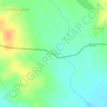 Mappa topografica Munnanur, altitudine, rilievo