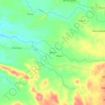 Mappa topografica Bhorai, altitudine, rilievo