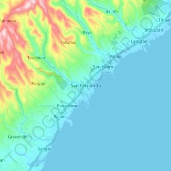 Mappa topografica San Fernando, altitudine, rilievo