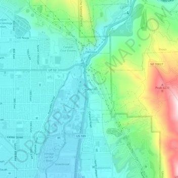 Mappa topografica Caryhurst, altitudine, rilievo