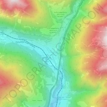 Mappa topografica Colle Isarco, altitudine, rilievo