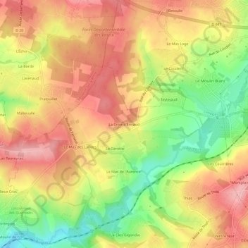 Mappa topografica La Croix d'Envaud, altitudine, rilievo
