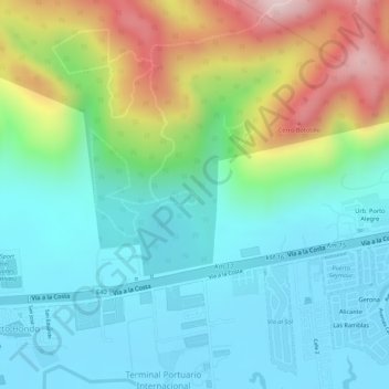 Mappa topografica Vía a la Costa, altitudine, rilievo