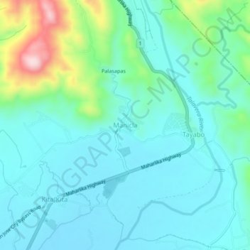 Mappa topografica Manicla, altitudine, rilievo