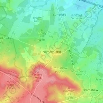 Mappa topografica Nomansland, altitudine, rilievo