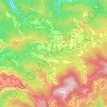 Mappa topografica Odd, altitudine, rilievo