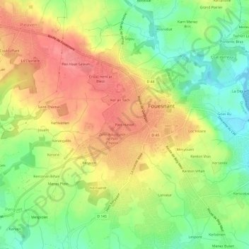 Mappa topografica Parc Hastel, altitudine, rilievo