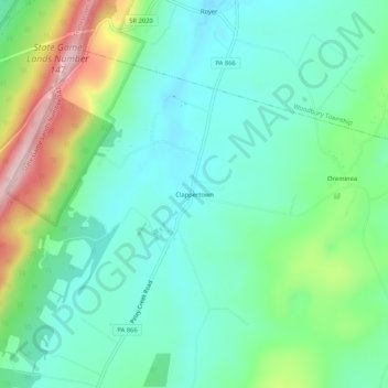 Mappa topografica Clappertown, altitudine, rilievo