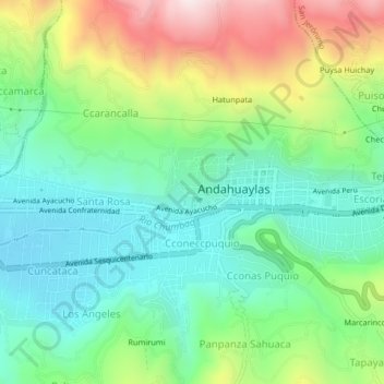 Mappa topografica San Miguel, altitudine, rilievo