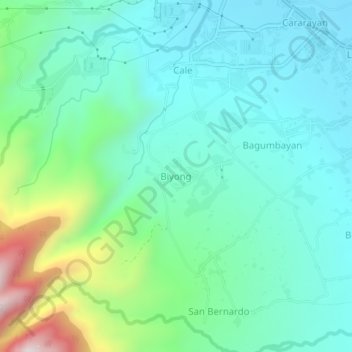 Mappa topografica Biyong, altitudine, rilievo
