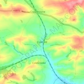 Mappa topografica Coleford, altitudine, rilievo