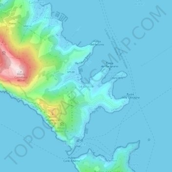 Mappa topografica Le Grazie, altitudine, rilievo