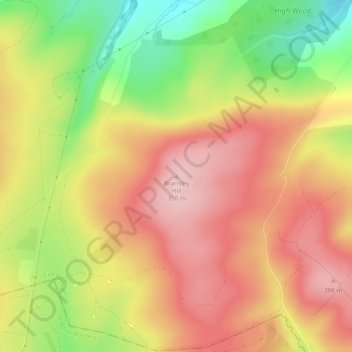Mappa topografica Bransley Hill, altitudine, rilievo