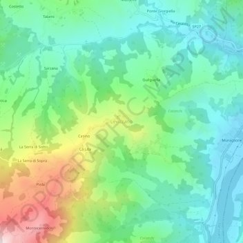 Mappa topografica Levizzano, altitudine, rilievo