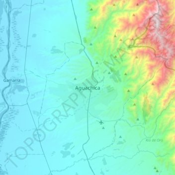 Mappa topografica Aguachica, altitudine, rilievo