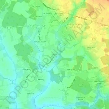 Mappa topografica Foichot, altitudine, rilievo