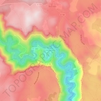 Mappa topografica Navacelles, altitudine, rilievo
