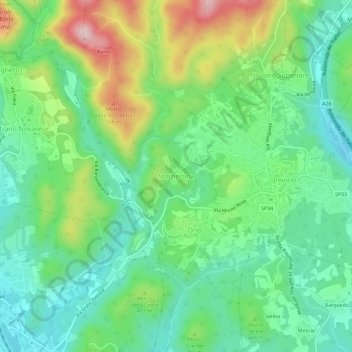 Mappa topografica Mornerona, altitudine, rilievo