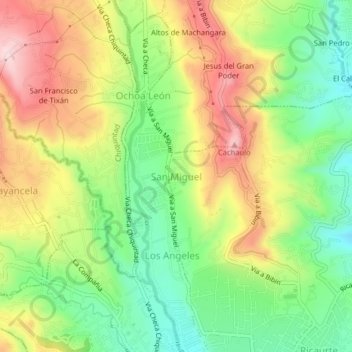 Mappa topografica San Miguel, altitudine, rilievo