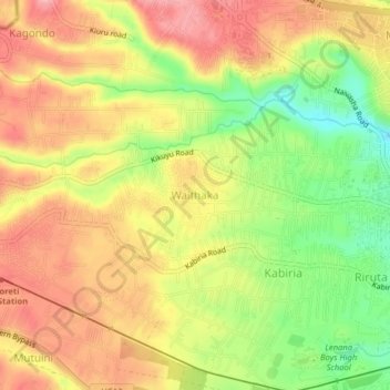 Mappa topografica Waithaka, altitudine, rilievo