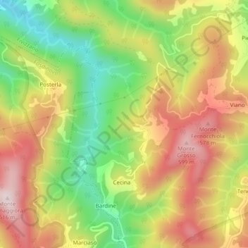 Mappa topografica Casalina, altitudine, rilievo