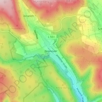 Mappa topografica Nienover, altitudine, rilievo