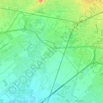 Mappa topografica Grumellina, altitudine, rilievo