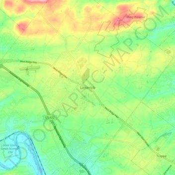 Mappa topografica Limerick, altitudine, rilievo