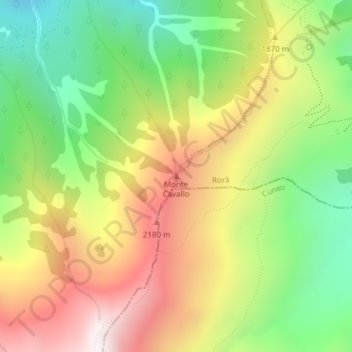 Mappa topografica Monte Cavallo, altitudine, rilievo