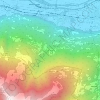 Mappa topografica Garzade, altitudine, rilievo
