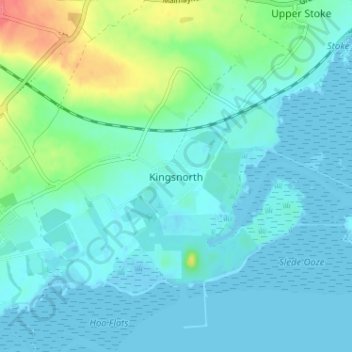 Mappa topografica Kingsnorth, altitudine, rilievo