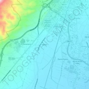 Mappa topografica Apiche, altitudine, rilievo